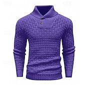 preiswerte Herrenpullover-Herren Pullover Strickpullover Gerippt Stricken Standard Strick Glatt Rollkragen Modisch Basic Urlaub Freizeitskleidung Bekleidung Herbst Winter Schwarz Gelb S M L