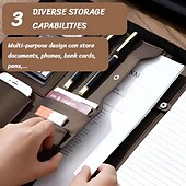 baratos Arrumação e Organização-bolsa de negócios de couro vegano portfólio de negócios com zíper padfolio tudo em um. capa protetora para tablet mais inteligente, slot para apresentação, calculadora, armazenamento de cartão, bloco