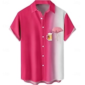 男性用 フラミンゴ ハロウィンシャツ ボタンアップシャツ アロハシャツ 半袖 ハワイアン アウトドア カジュアル 夏 春 折襟 ボタンアップ ピンク お買い得  メンズボウリングシャツ-男性用 フラミンゴ ハロウィンシャツ ボタンアップシャツ アロハシャツ 半袖 ハワイアン アウトドア カジュアル 夏 春 折襟 ボタンアップ ピンク