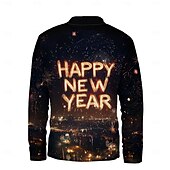 abordables Sudaderas 3D para hombre-Año Nuevo Hombre Graphic Feliz año nuevo Sudaderas Sudadera con un cuarto de cremallera Manga Larga Camisa de entrenamiento Escote Chino Diario Casual retro de la vendimia Impresión 3D Vacaciones
