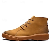 abordables Bottines-bottines décontractées en similicuir pour hommes avec design à lacets, semelle antidérapante confortable, parfaites pour un usage quotidien et des activités de plein air