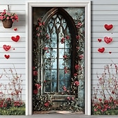 abordables Bannières de Garage et de Porte-Wedding Outdoor Decorations Door Covers Door Tapestry Door Curtain Decoration Backdrop Indoor/Outdoor Door Banner for Front Door Farmhouse Hearts