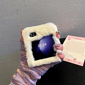 Недорогие Чехлы для Samsung-телефон Кейс для Назначение Z-флип 6 Z Flip 5 Z Flip 4 Z Flip 3 Кейс на заднюю панель Защита от удара Ретро Плюш