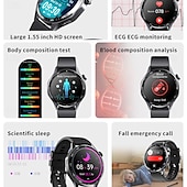 abordables Bracelets connectés-696 F210 Montre intelligente 1.55 pouce Montre intelligente avec bracelet Bluetooth ECG + PPG Podomètre Rappel d&#039;Appel Compatible avec Android iOS Hommes Mode Mains-Libres Rappel de Message IPX-0
