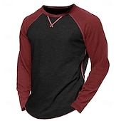 economico magliette di base-Per uomo Maglietta Camicia a Maniche Lunghe Felpa Manica Lunga Girocollo Estate Tinta unica Quotidiano Casual Stile da Strada Blocco di colore All&#039;aperto Streetwear Casual Nero Blu Grigio chiaro