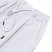 cheap Holiday-Men&#039;s Linen Pants Trousers Summer Pants Beach Pants Drawstring Elastic Waist Straight Leg Plain Comfort Breathable Full Length Daily Holiday Beach Vacation Fashion Black White