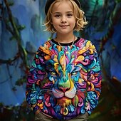levne 3D zvířata dívky-Dívčí 3D Grafika Zvíře Tričko Košilky Dlouhý rukáv Jaro Podzim Módní Základní Děti 4-12 let Tričkový Venkovní Ležérní Denní Běžný