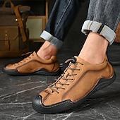 abordables Baskets-baskets décontractées en similicuir marron pour hommes avec lacets élastiques réglables - semelle antidérapante durable, coupe confortable pour un usage quotidien