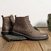 levne Kotníkové boty-pánské hnědé šněrovací kotníkové boty z umělé kůže s brogue detailem a robustní podrážkou – klasický a odolný outdoorový styl