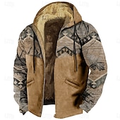 preiswerte Vintage Ethnische Hoodies-Herren Cowboy Hirsch Vlies Hoodie Sweatshirt Kapuze Hoodies Hoodie Sweatshirt Kapuze Langarm Sweatshirt mit Kapuze Mit Kapuze Modisch 3D-Druck Sports Outdoor Urlaub Strassenmode Khaki Kordelzug