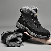 billiga Kängor-Herr Stövlar Snökängor Kängor Vinterkängor Fleecefoder Mocka Nylon Bekväm Halksäker Snörning Svart Grå