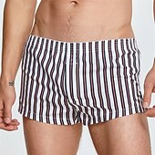 abordables Bóxer de hombre-Hombre 1 pc Boxer Boxers Cintura elástica 100% Algodón Transpirable Suave Cómodo Raya Tiro Medio Blanco Amarillo