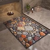 cheap Mats &amp; Rugs-Pebble Bathroom Rug, Polyester Rectangle Door Mat, Super Absorbent, Non-Slip, Easy-to-Clean, Stain-Resistant Bath Mat
