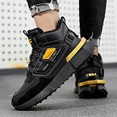 economico Sneakers da uomo-sneakers alte invernali da uomo con fodera in pelliccia sintetica – caldi stivali da neve con lacci per attività all&#039;aperto, suola impermeabile e antiscivolo, elegante design beige