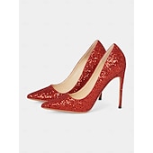 economico Festa Notturna-tacchi a spillo sexy con glitter rossi da donna – eleganti décolleté a punta per feste, matrimoni e occasioni speciali