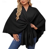 お買い得  ファーラップ-女性用ショールラップ、クロスフロントポンチョセーター、ニットケープ、柔らかく暖かい、エレガント、秋冬春の結婚式用