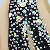 ieftine Rochii de patinaj artistic-Rochie de Patinaj Artistic Pentru femei Fete Πατινάζ στο πάγο Rochii Gri Închis Peteci Plasă Înaltă Elasticitate Antrenament Competiție Ținută Patinaj Clasic Cristale / Strasuri Manșon Lung Patinaj