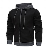 economico felpe con cappuccio da uomo di base-Per uomo Felpa con cappuccio e zip Felpa con cappuccio a zip intera Sherpa peloso Felpa con cappuccio in pile Nero Rosso Verde Grigio chiaro Grigio scuro Con cappuccio Liscio Zip Up Cerniera Tasche