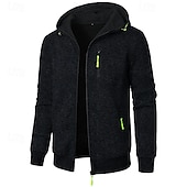 preiswerte Herren Strickjacke-Herren Strickjacke Kurzer Pullover Zip Pullover Reißverschluss Strickpullover Gerippt Stricken Standard Tasche Feste Farbe Mit Kapuze Modisch Klassisch Urlaub Freizeitskleidung Bekleidung Herbst