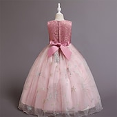 abordables Robes de fête-Enfants Fille Robe de fête Etoile Sans Manches Utilisation Noël Anniversaire Maille Magnifique Doux Polyester Maxi robe soirée Robe Évasée Robe Trapèze Eté 4-12 ans Rose Claire Rouge Bleu