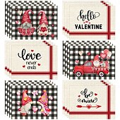 お買い得  Placemats＆Coasters＆Trivets-バレンタインデーのプレースマット4枚セット。ハートやバラの模様が描かれたロマンチックで装飾的なテーブルマット。丈夫で耐熱性があり、ダイニングテーブルの装飾に愛のタッチを加えるのに最適です。