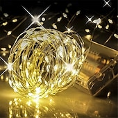 cheap Battery String Lights-Elegant Wedding Reception Party 10pcs LED Copper Wire Fairy Lights, Battery-Powered Christmas String Lights for Bedroom, Garden, Wedding &amp; Party Decor 1-10M