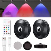 cheap Puck Lights-Rechargeable RGB Puck Lights with Remote Control 1200mAh Battery Operated Tap Lights Dimmable Touch Under Cabinet Lighting Wireless Push Lights LED USB Shelf Light