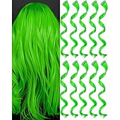 cheap Clip in Extensions-10 PCS Hair Extensions Curly Wavy Synthetic Hairpieces Clip in Rainbow Neon Party Highlights, Colorful Hair Accessories for Kids Girls Women 17 inch
