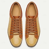 cheap Elemental Dress Shoes-Men&#039;s Tan &amp; Beige Ostrich Leather Casual Shoes with Rugged Sole – Premium Cowhide Everyday &amp; Semi-Formal Footwear
