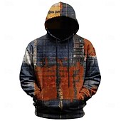 baratos moletons 3d masculinos-Homens Retalhos Moletons Casacos Moletom com capuz Gola Redonda Moda Impressão 3D Feriado Para Noite Streetwear Azul Com Cordão Outono Inverno Designer