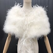 abordables Étole en fourrrure-enveloppes en fausse fourrure pour femmes élégantes&amp;amp;enveloppes de mariage luxueuses en fausse fourrure sans manches avec plumes pour l&#039;hiver formel