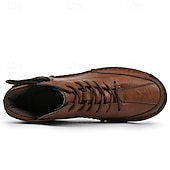 economico Stivaletti alla caviglia-stivaletti casual da uomo in similpelle marrone - design con lacci, cinturino regolabile e suola antiscivolo per il comfort quotidiano