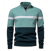 economico Maglioni e Cardigan Elite da Uomo-Per uomo Felpa Maglione Maglieria A Coste Maglia Top Regolari Collo ripiegato Casual Quotidiano Abbigliamento Primavera &amp; Autunno Bianco Verde S M L
