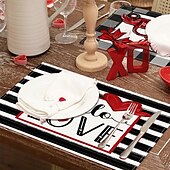 cheap Placemats &amp; Coasters &amp; Trivets-Valentine&#039;s Day Placemats Set of 4 Romantic and Decorative Table Mats Featuring Heart or Rose Patterns Durable and Heat-Resistant Perfect for Adding a Touch of Love to Your Dining Table Decor