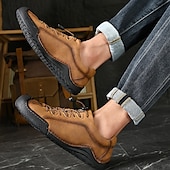 abordables Baskets-baskets décontractées en similicuir marron pour hommes avec lacets élastiques réglables - semelle antidérapante durable, coupe confortable pour un usage quotidien