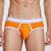 abordables Slips homme-Homme 1 pc Slips Caleçon Patchwork 90% coton Respirable Doux Confortable Bloc de couleur Taille Basse Jaune Rouge