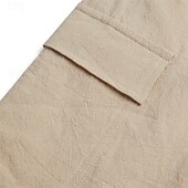 cheap Home-Men&#039;s Cargo Shorts Linen Shorts Summer Shorts Beach Shorts Drawstring Elastic Waist Multi Pocket Plain Comfort Breathable Knee Length Home Daily Beach Fashion Smart Casual White Navy Blue Inelastic