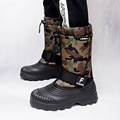 tanie Buty zimowe i śniegu-męskie zimowe buty śnieżne w kamuflażu z wodoodporną cholewką i pluszową podszewką - wytrzymała, antypoślizgowa podeszwa, regulowany pasek, idealne do aktywności na świeżym powietrzu