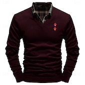 preiswerte Bedruckte Pullover für Herren-Weihnachten Herren Käfer Pullover V Ausschnitt Brautkleider schlicht Outdoor Täglich Pullover für Silvester Bestickt Gestrickt Warm Langarm Herbst Winter Wein Schwarz Weiß