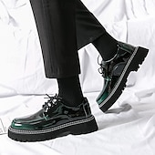 abordables Semi-formel-chaussures oxford à plateforme en similicuir verni pour hommes avec semelle crantée épaisse - chaussures formelles et décontractées élégantes pour le bureau, les événements et les fêtes