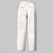 ieftine Lejer-Bărbați Floral Costume Talie medie Modă Casual În aer liber Casă Zilnice Fermoar Buzunar Pantaloni cu picior drept Vară Primăvară Toamnă Tipărire 3D Alb