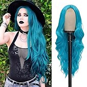 economico Parrucche trendy sintetiche-parrucca lunga parrucche ondulate per donne parte centrale parrucche ricce parrucca sintetica riccia naturale parrucche cosplay in fibra resistente al calore per uso quotidiano alle feste