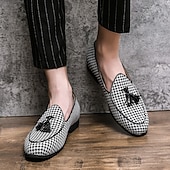 preiswerte Lässig-elegante Herren-Loafer mit Hahnentrittmuster und Quaste - perfekt für Hochzeiten und Partys
