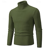 preiswerte Herrenpullover-Herren Pullover Gerippt Stricken Standard Strick Schmaler Schnitt Glatt Rollkragen Moderne zeitgenössische Arbeit Freizeitskleidung Bekleidung Winter Frühling &amp; Herbst Schwarz Weiß M L XL