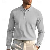cheap Men&#039;s Classic Polo-Men&#039;s Corduroy Shirt Golf Shirt Work Casual Lapel Long Sleeve Basic Modern Solid Color Buttons Spring &amp;  Fall Regular Fit Wine Black White Yellow Sky Blue Light Grey Corduroy Shirt
