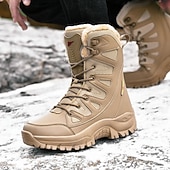 baratos Botas de combate-botas táticas de inverno masculinas – botas de neve quentes, forradas com pele sintética, impermeáveis, de cano alto e com sola antiderrapante, ideais para caminhadas ao ar livre e clima frio