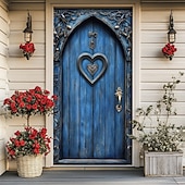 abordables Bannières de Garage et de Porte-Wedding Outdoor Decorations Door Covers Door Tapestry Door Curtain Decoration Backdrop Indoor/Outdoor Door Banner for Front Door Farmhouse Hearts