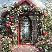 abordables Bannières de Garage et de Porte-Wedding Outdoor Decorations Door Covers Door Tapestry Door Curtain Decoration Backdrop Indoor/Outdoor Door Banner for Front Door Farmhouse Hearts