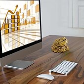 tanie Posągi-Feng shui statua żaby pieniężnej - przyciąga bogactwo, przynosi szczęście, fortunę i dobrobyt - idealna dekoracja do domu, biura, na nowy rok, parapetówkę i prezenty biznesowe