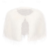 billige Sjaler &amp; Innpakninger-imitert pels skulder sjal wrap viking cape for kvinner brude bryllup skuldertrekk fest vinter capelet